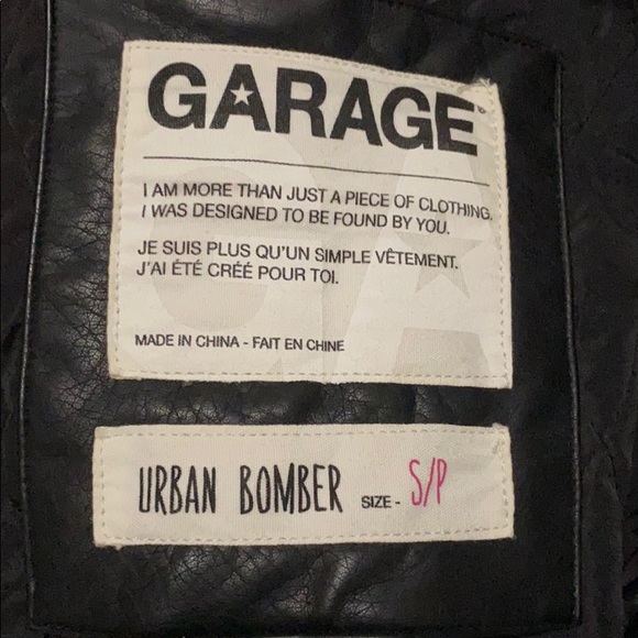 Garage navy bomber jacket with leather sleeves - Picture 4 of 4